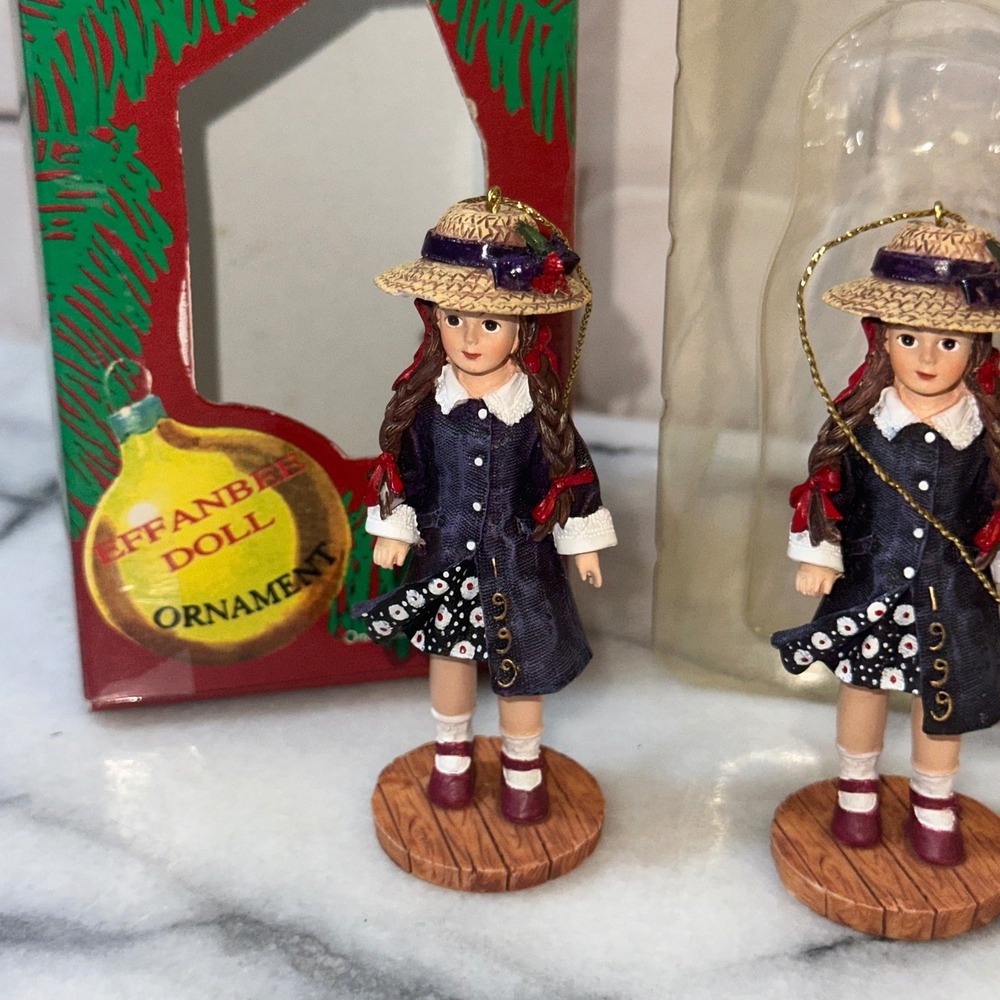 Effanbee Doll Company Christmas Ornament Series 1999 Girl Figurine Navy Coat